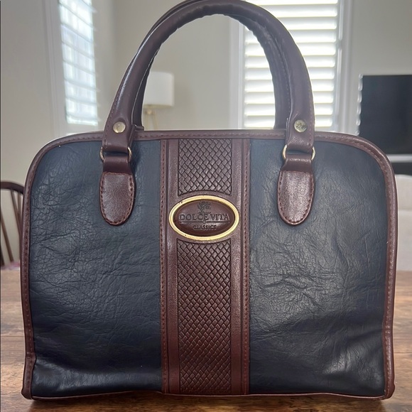 Dolce Vita Navy and Brown Textured Jackson Handbag - Picture 2 of 13